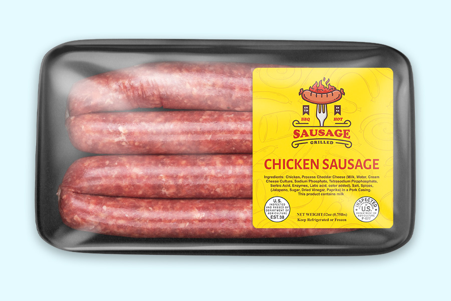 Flow-wrapped-sausage-containers