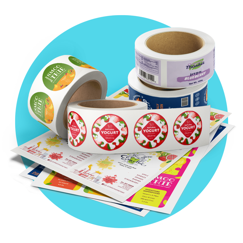 Custom Labels for Frozen Yogurt on Sheets and Rolls