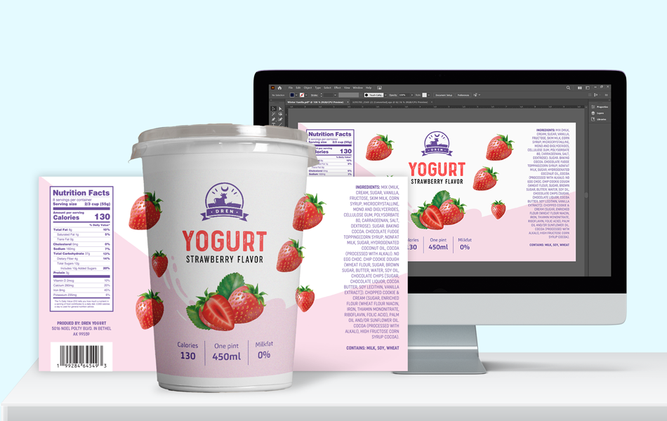 graphic design for yogurt and smoothie labels and stickers