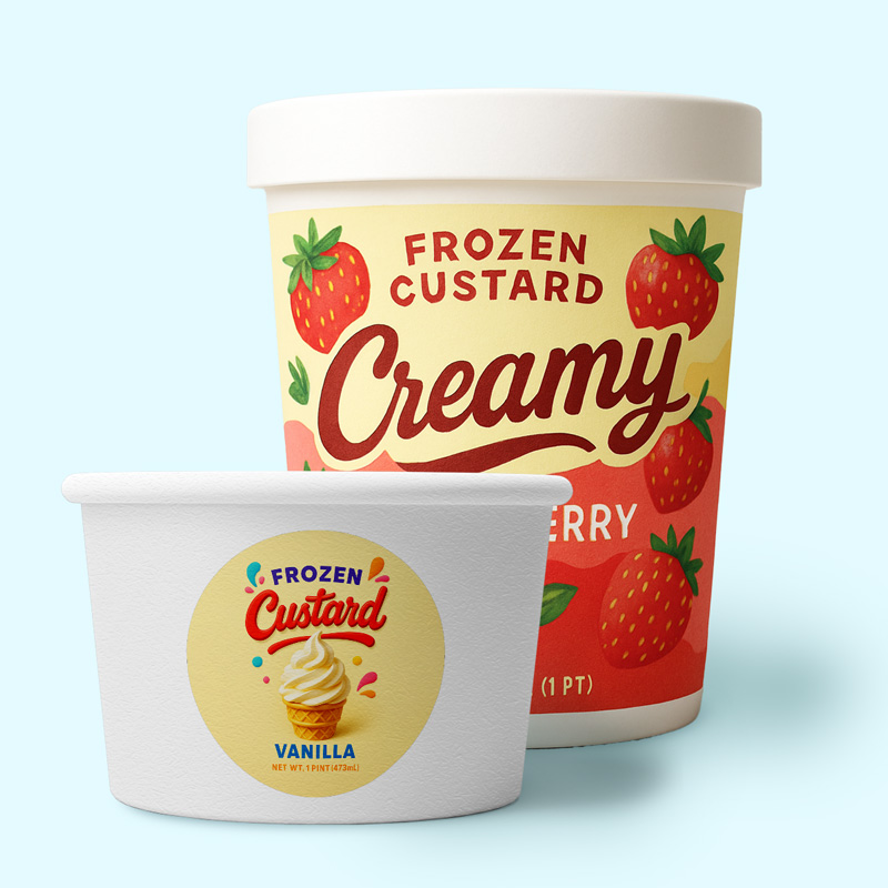 Custom Frozen Custard Labels on Containers