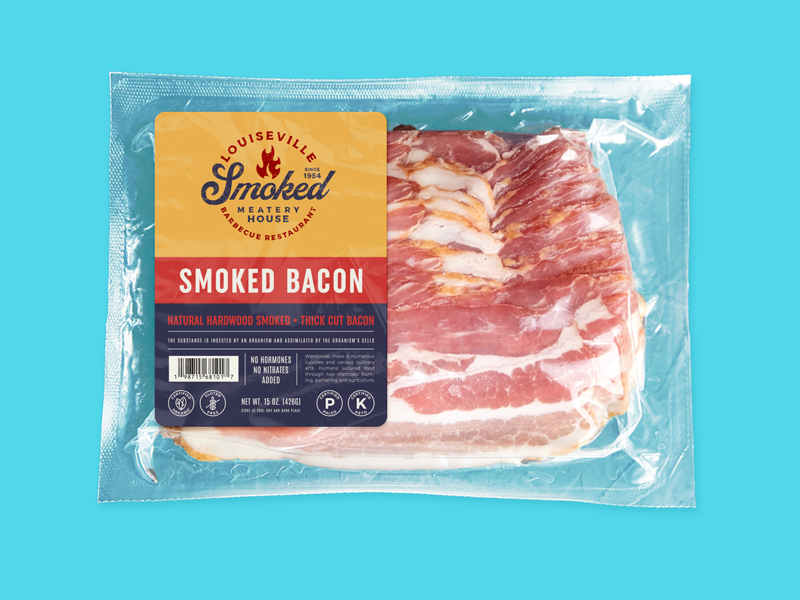 Bacon labels on packaging
