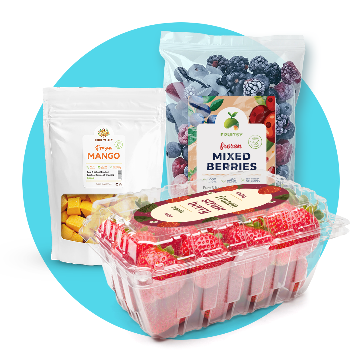 Custom fruit label stickers for frozen packaging