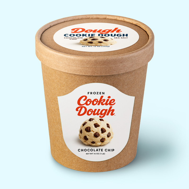 Custom Frozen Cookie Dough Label on Cup Container